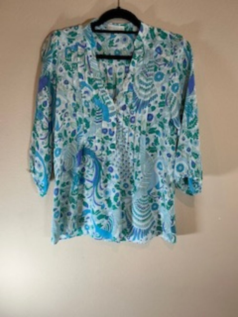 Annie Griffin Women's 3/4 Sleeve Blouse, Size S, Multicolored